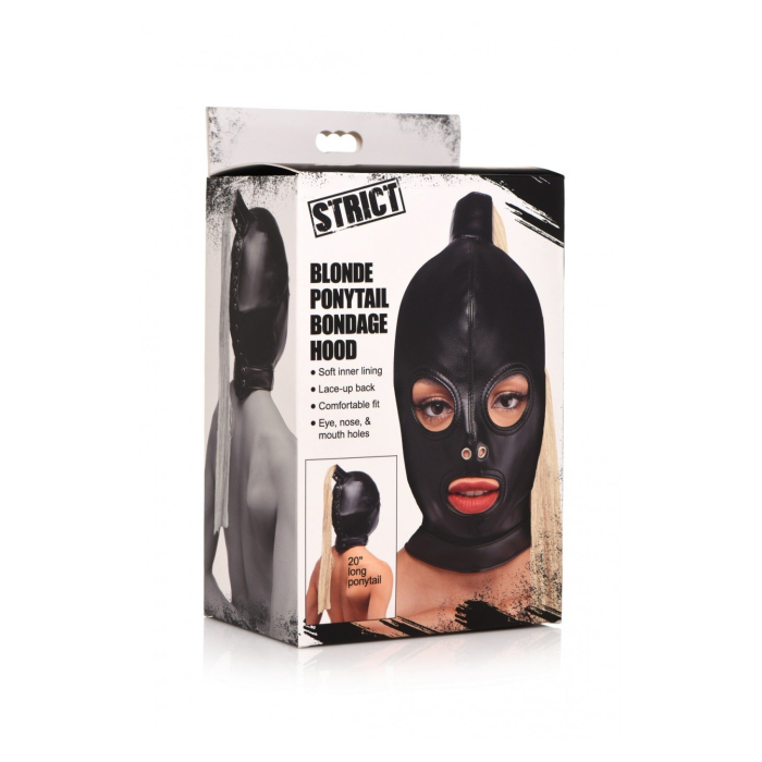 BLONDE PONYTAIL BONDAGE HOOD-CAPUCHA CON COLA RUBIA